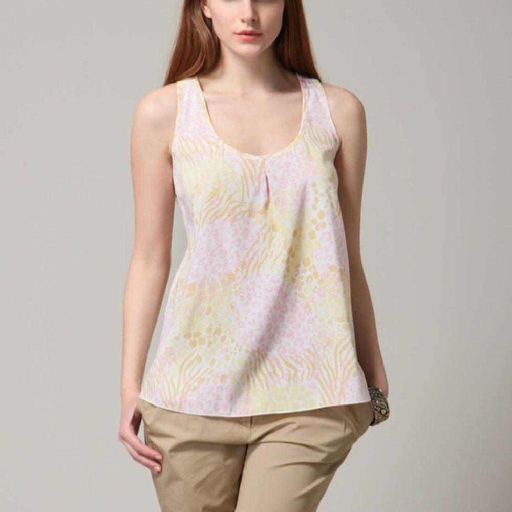 Anthropologie Alisha Levine Leopard Cheetah Print Light Pink Silk Tank Top Sm